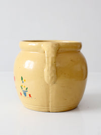 vintage yellow ceramic cookie jar vase with floral design