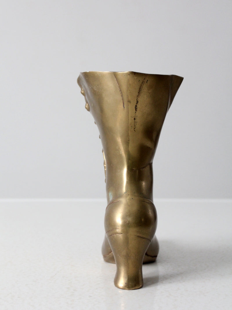 mid-century brass Victorian boot vase