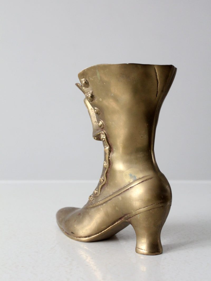 mid-century brass Victorian boot vase