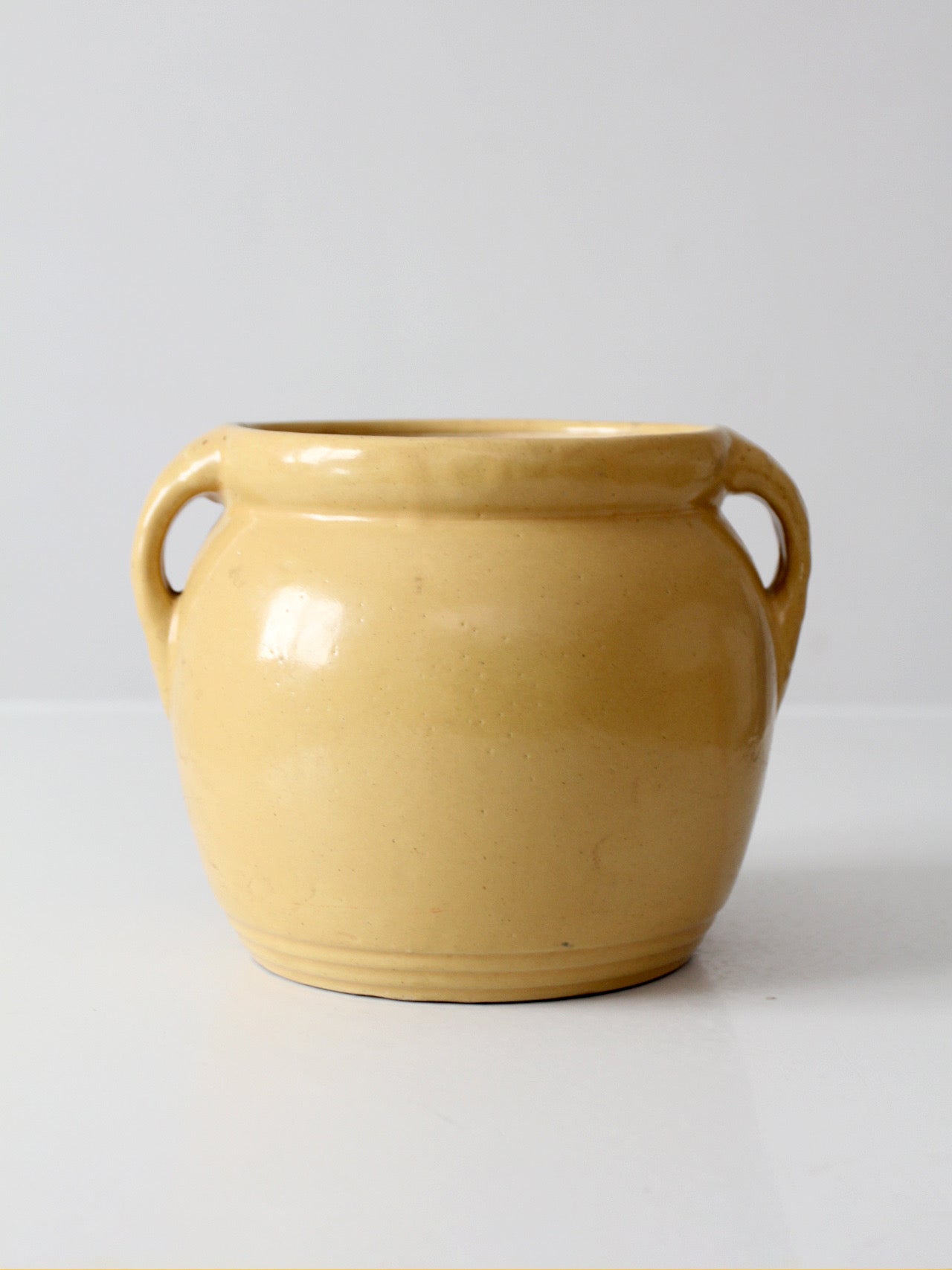vintage yellow ceramic cookie jar vase with floral design