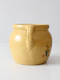 vintage yellow ceramic cookie jar vase with floral design