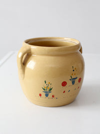 vintage yellow ceramic cookie jar vase with floral design