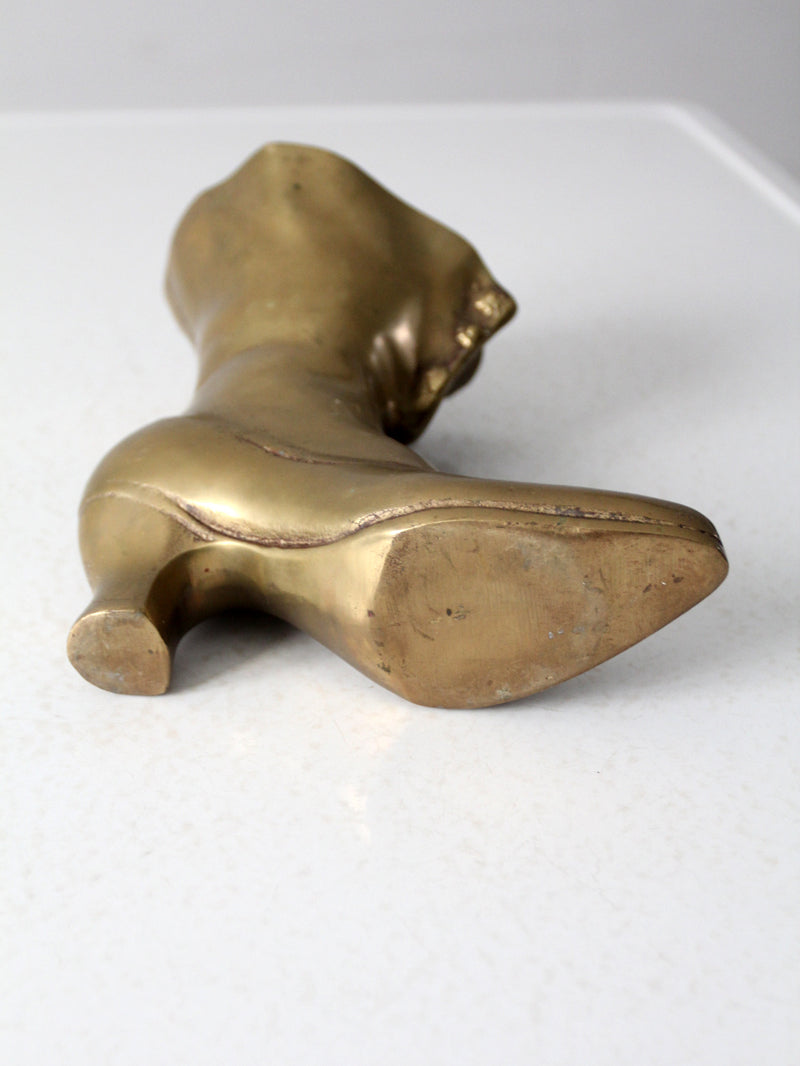 mid-century brass Victorian boot vase