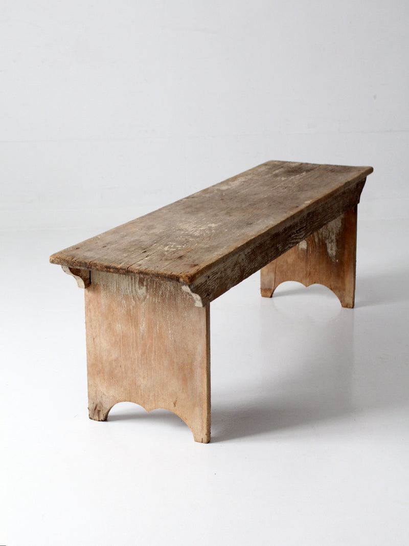 antique primitive wood farmhouse bench – 86 Vintage