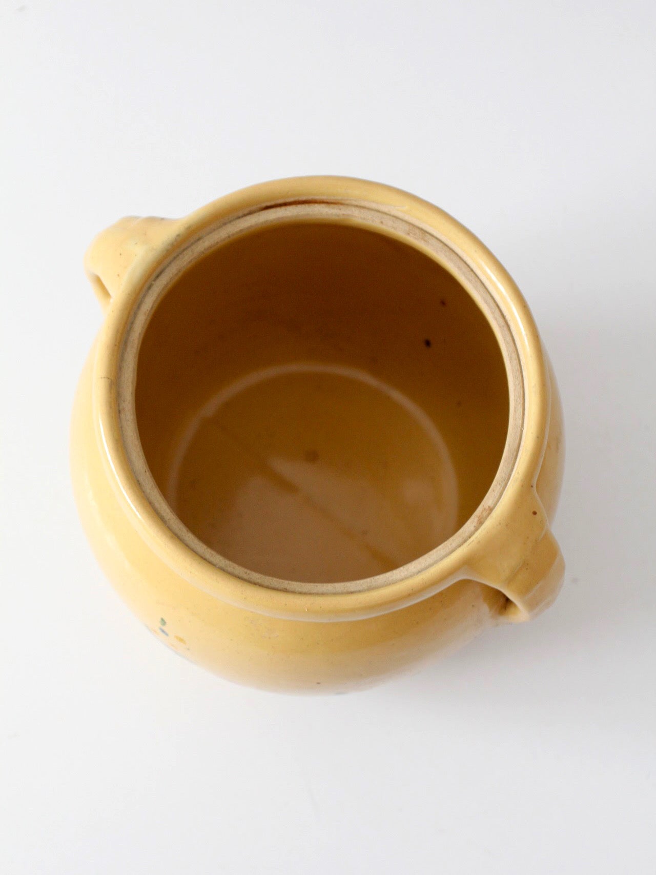 vintage yellow ceramic cookie jar vase with floral design
