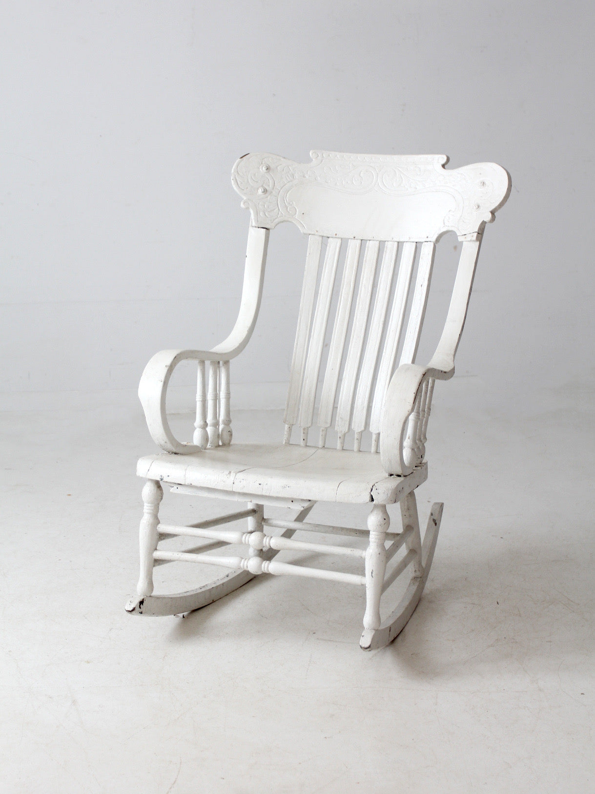 antique white wood rocking chair
