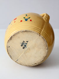 vintage yellow ceramic cookie jar vase with floral design