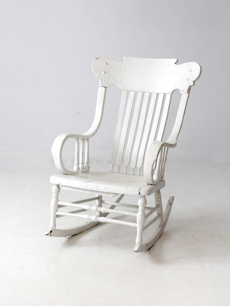 antique white wood rocking chair