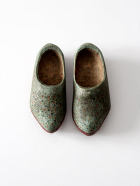 antique painted wooden clogs pair