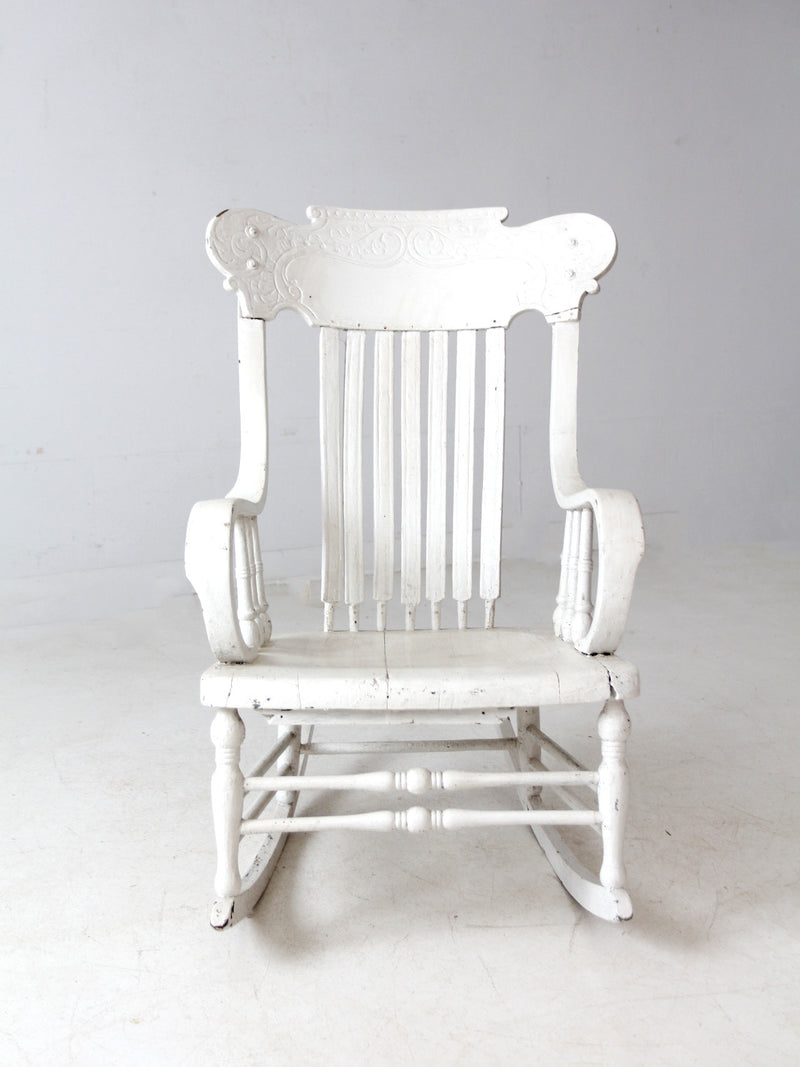 antique white wood rocking chair