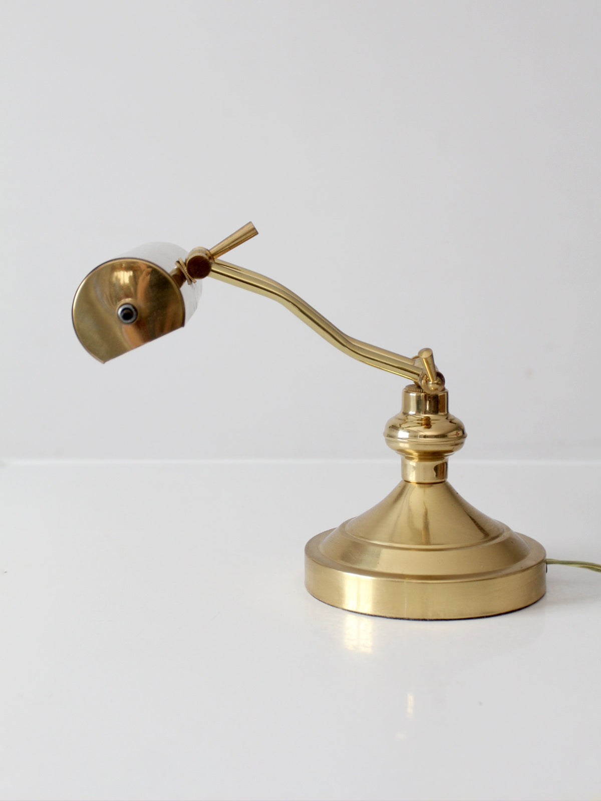 vintage 1970s brass adjustable banker’s desk lamp