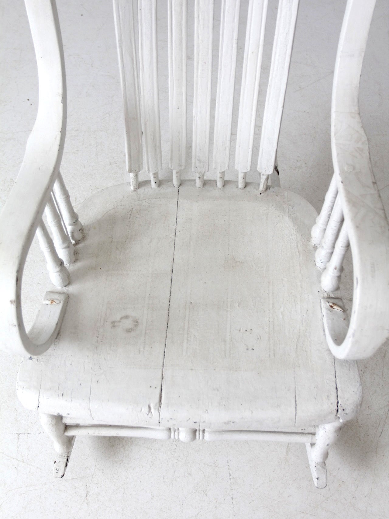 antique white wood rocking chair