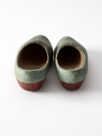 antique painted wooden clogs pair