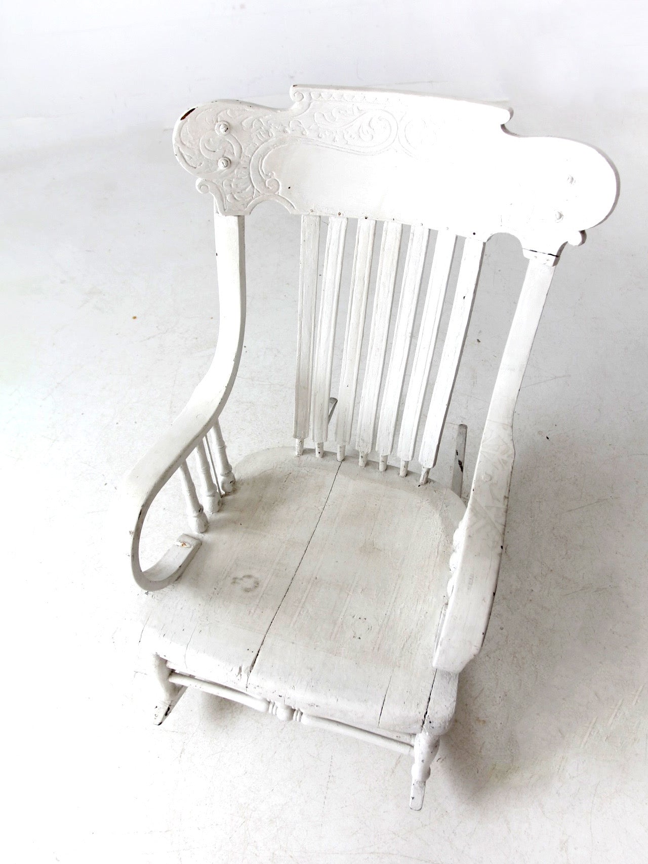 antique white wood rocking chair