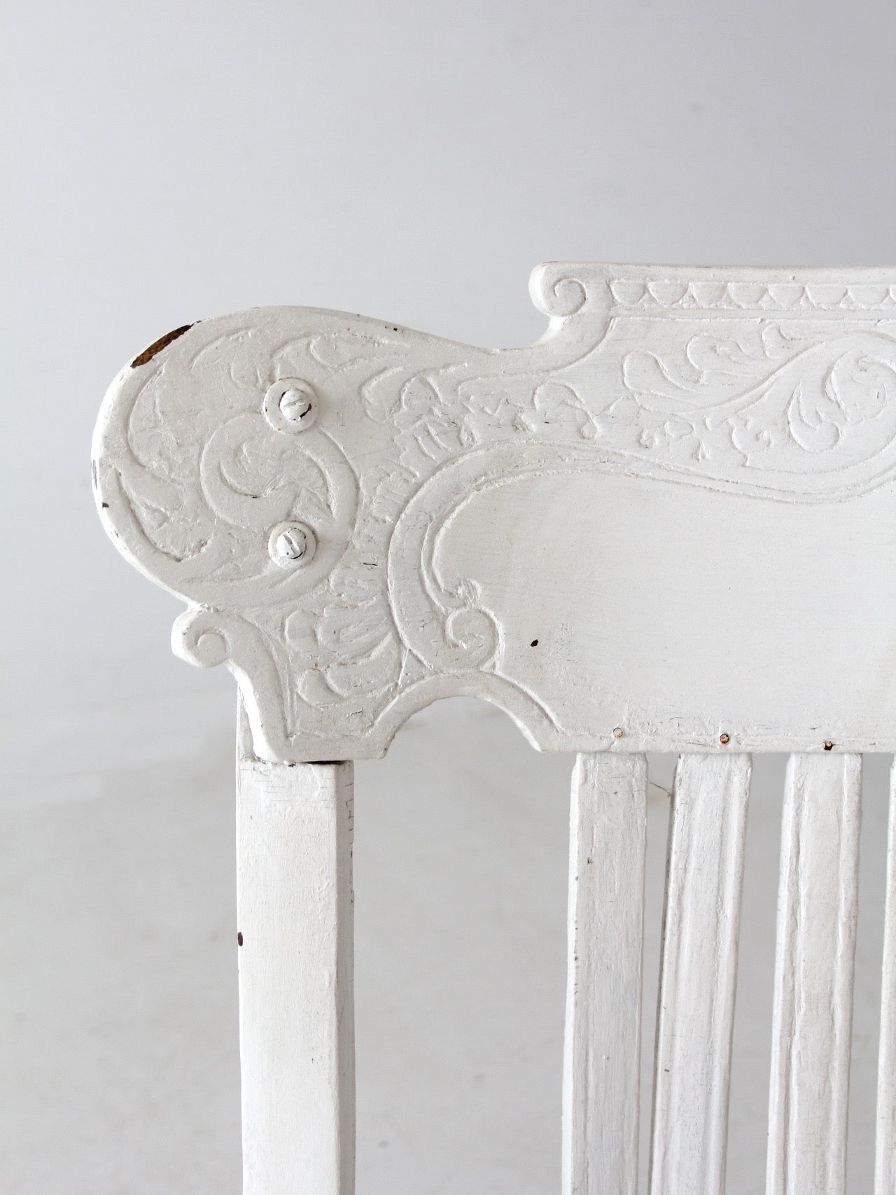 antique white wood rocking chair