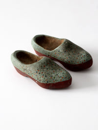 antique painted wooden clogs pair