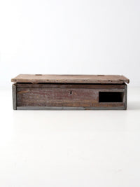 antique primitive wooden desktop storage chest