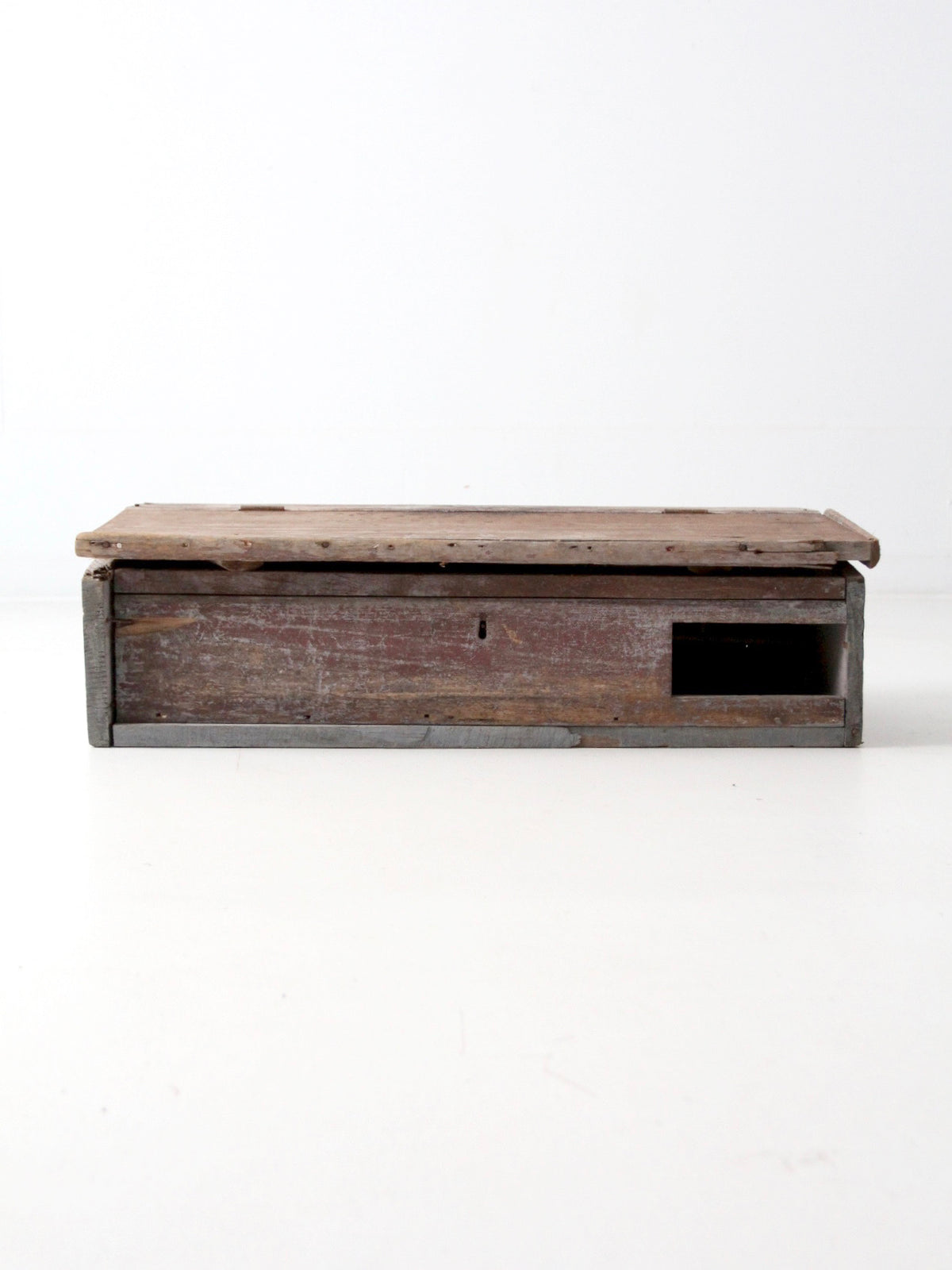 antique primitive wooden desktop storage chest