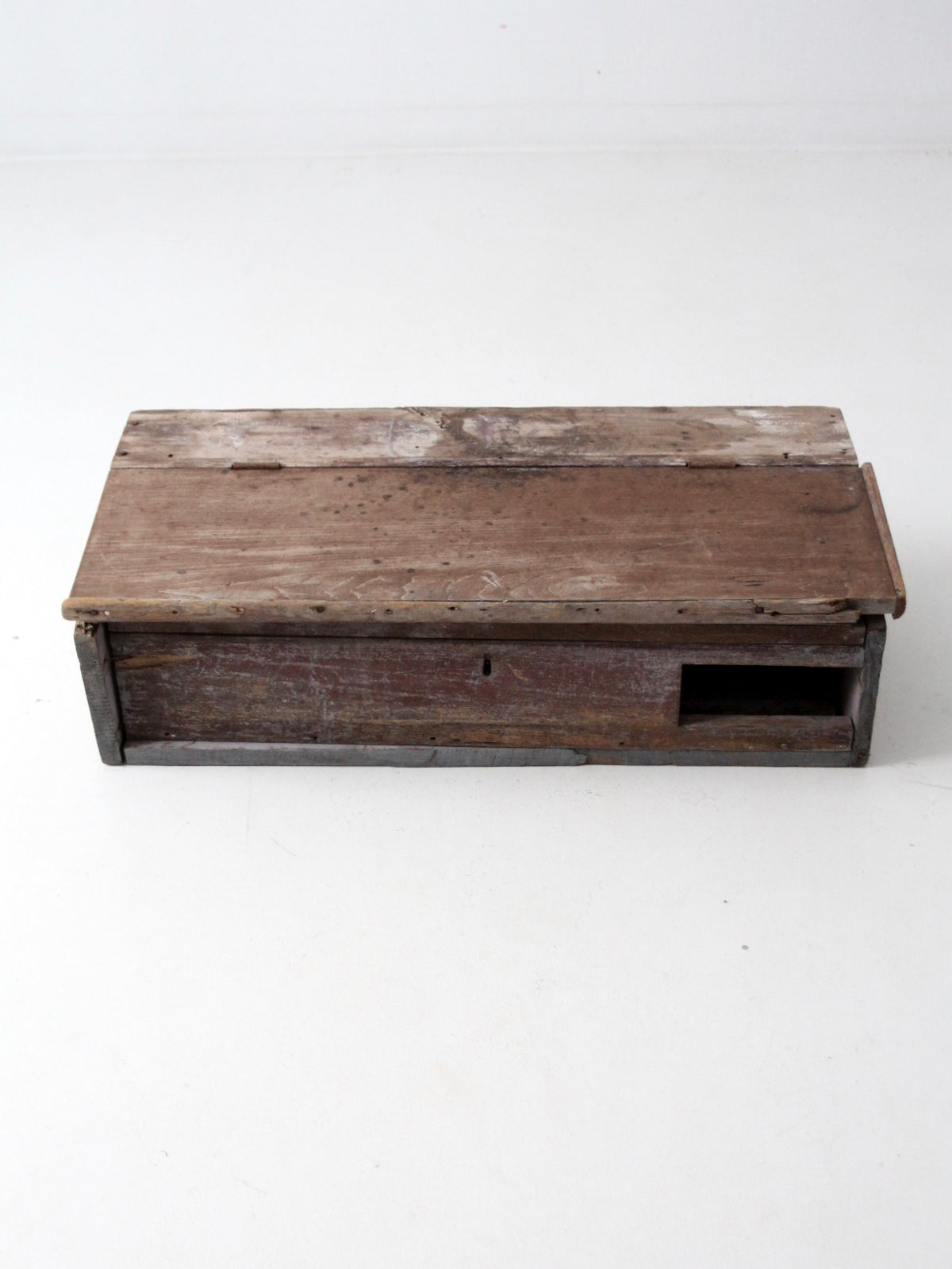 antique primitive wooden desktop storage chest