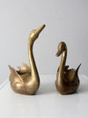 vintage brass swan planter vases pair