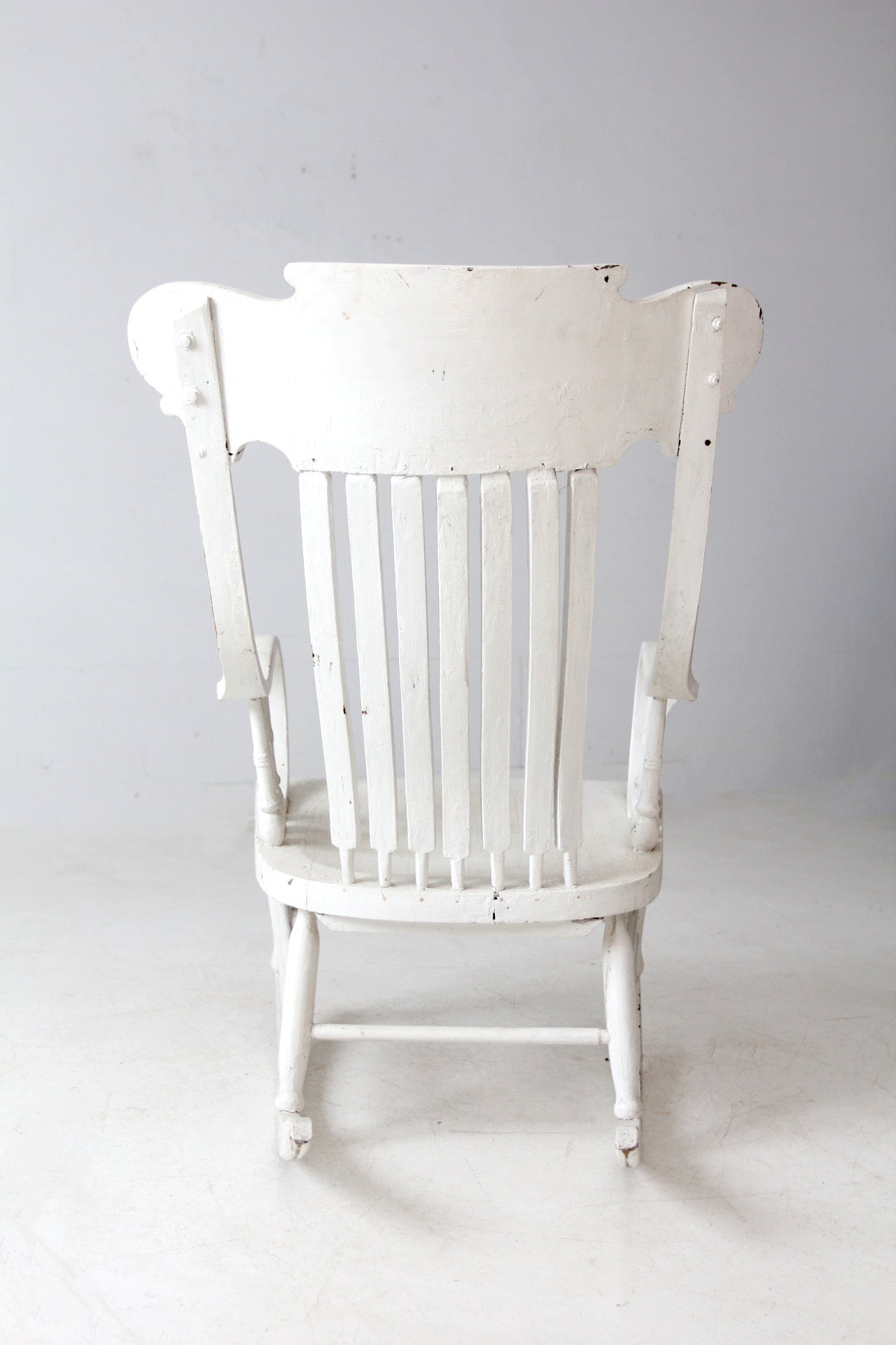 antique white wood rocking chair