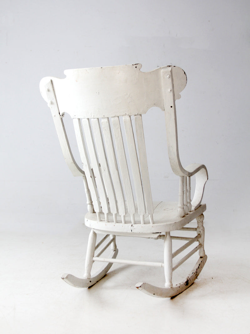antique white wood rocking chair