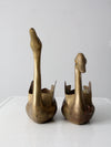 vintage brass swan planter vases pair