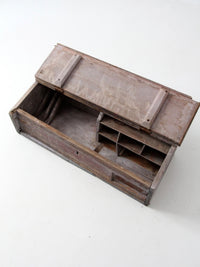 antique primitive wooden desktop storage chest