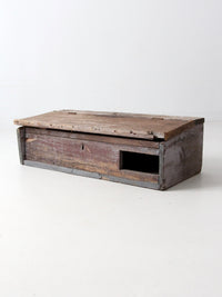 antique primitive wooden desktop storage chest