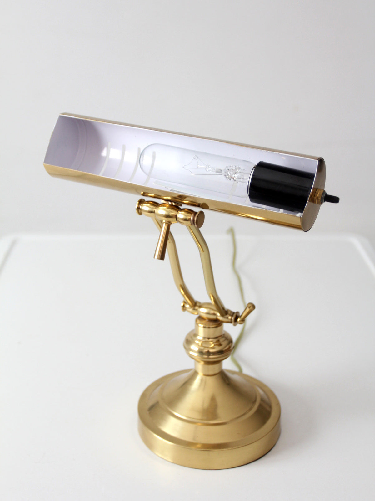 vintage 1970s brass adjustable banker’s desk lamp