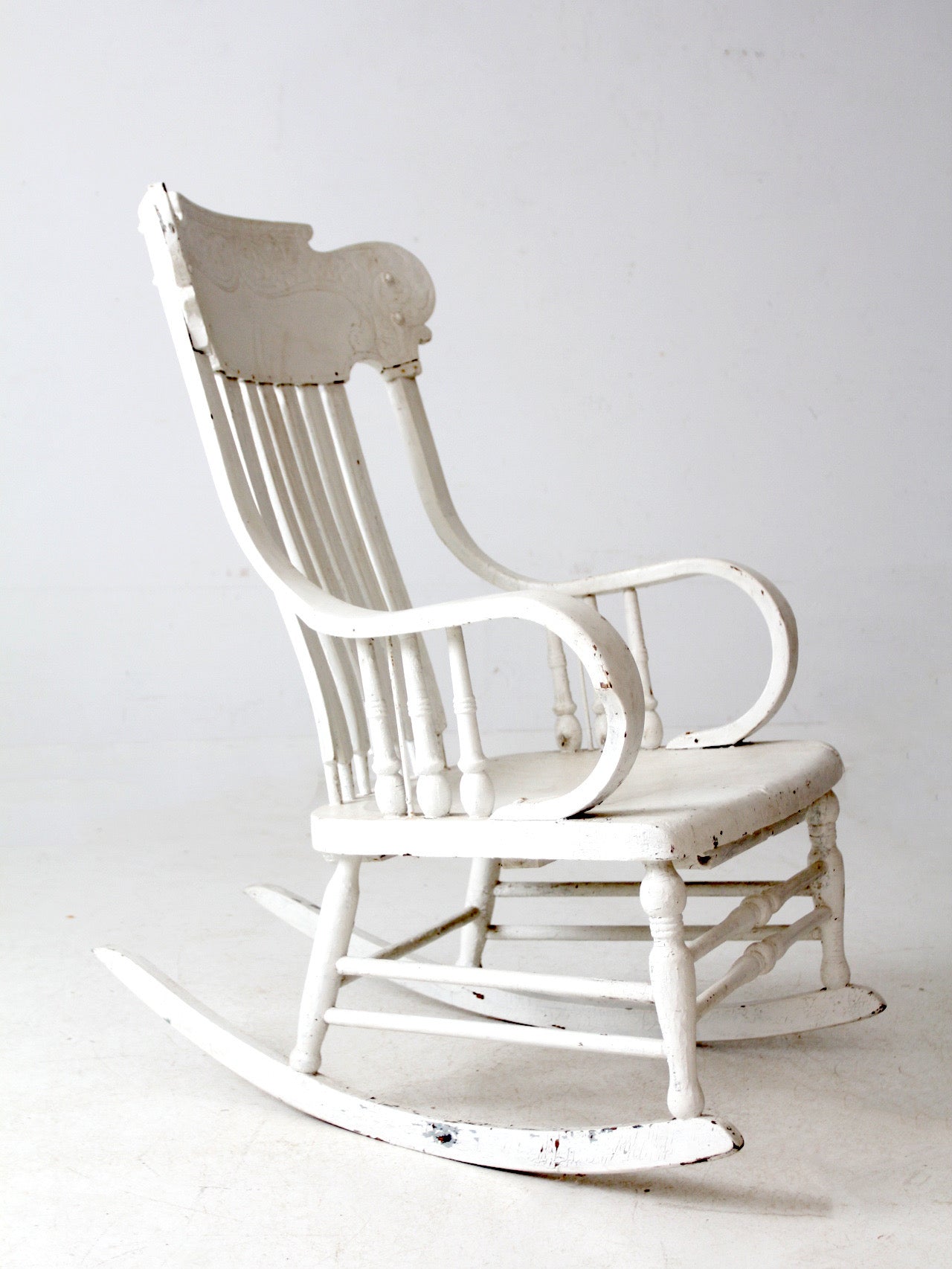 antique white wood rocking chair