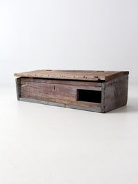 antique primitive wooden desktop storage chest