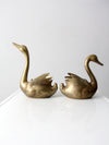 vintage brass swan planter vases pair