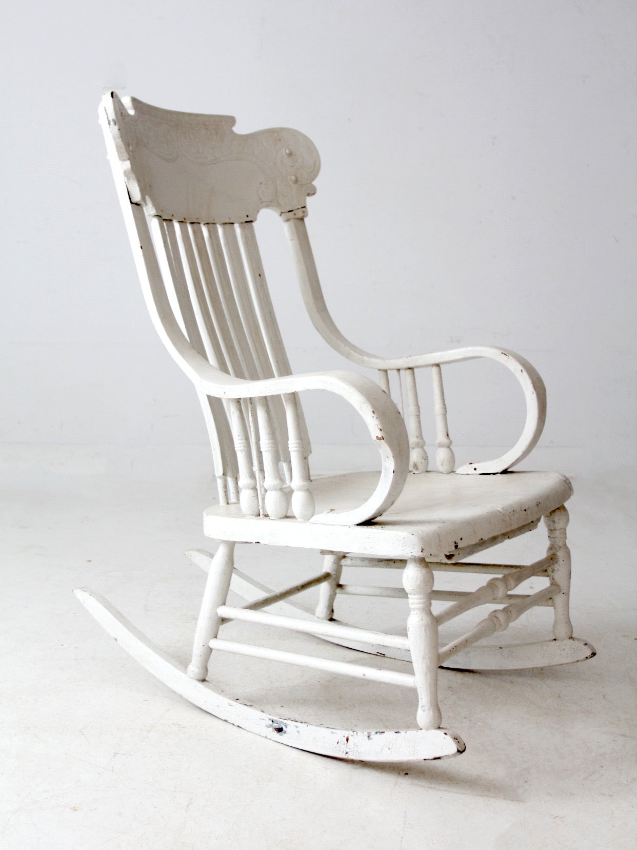 antique white wood rocking chair