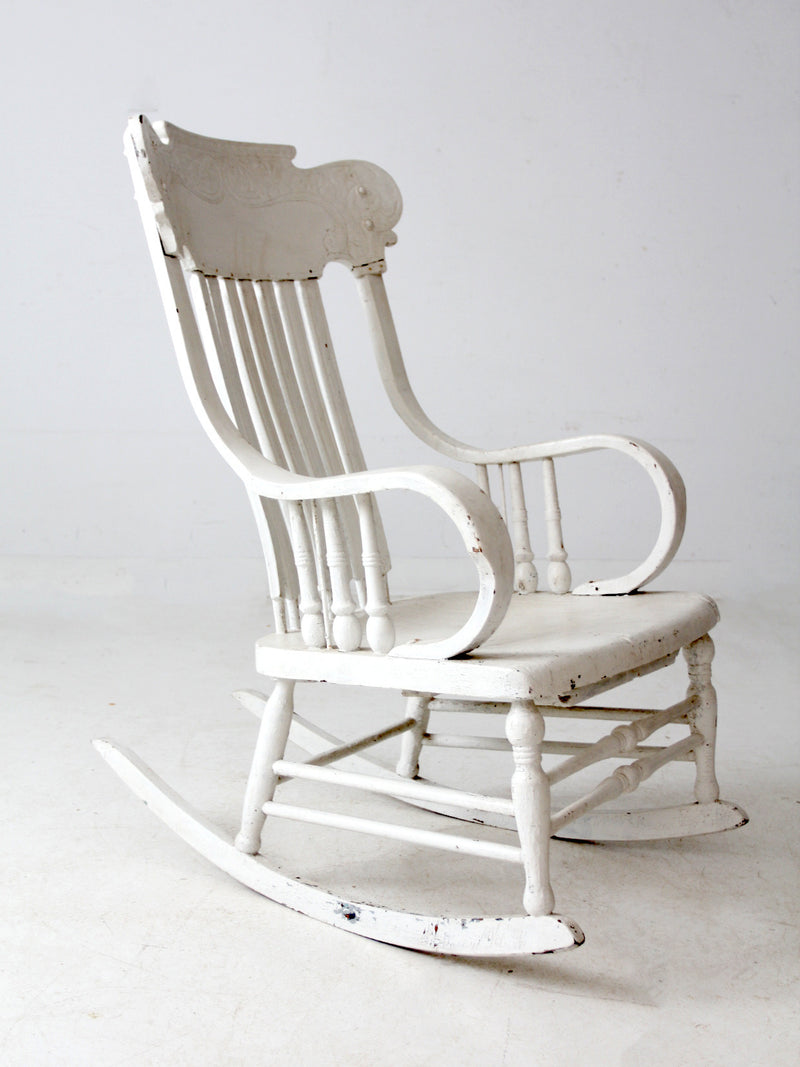 antique white wood rocking chair