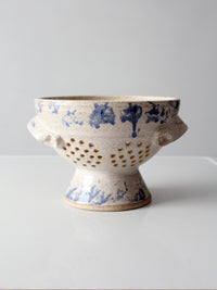 vintage handmade studio pottery colander | 1986