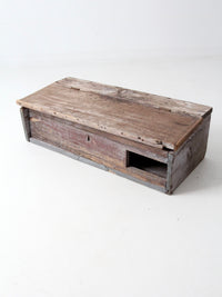 antique primitive wooden desktop storage chest