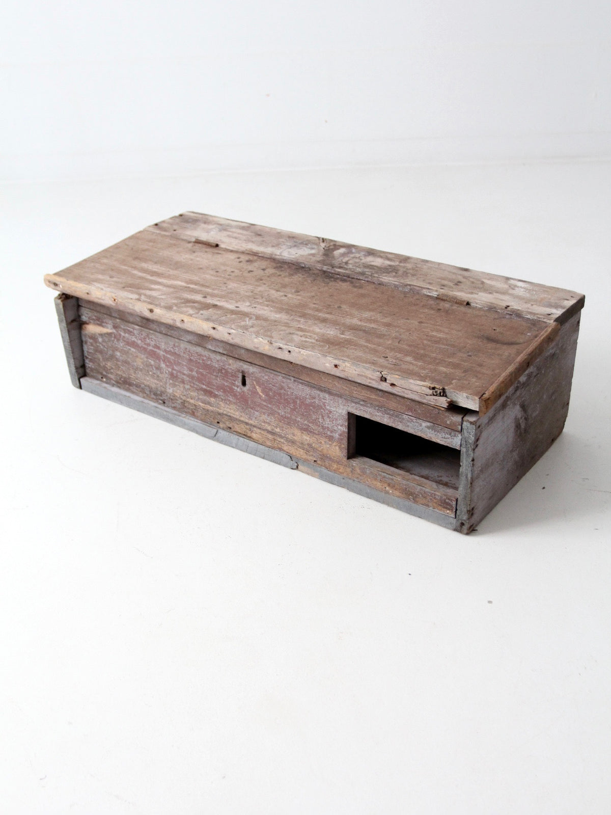 antique primitive wooden desktop storage chest