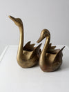 vintage brass swan planter vases pair