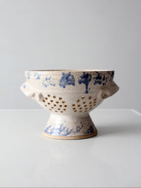 vintage handmade studio pottery colander | 1986