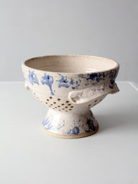 vintage handmade studio pottery colander | 1986
