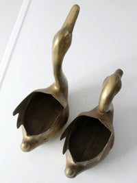 vintage brass swan planter vases pair