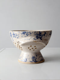 vintage handmade studio pottery colander | 1986