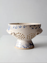 vintage handmade studio pottery colander | 1986