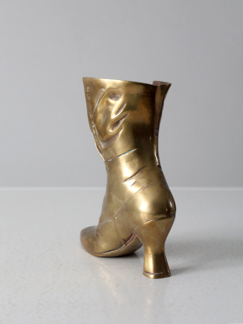 mid-century brass boot vase