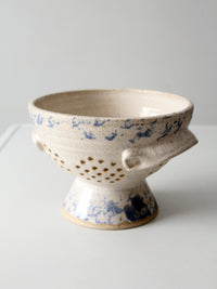 vintage handmade studio pottery colander | 1986