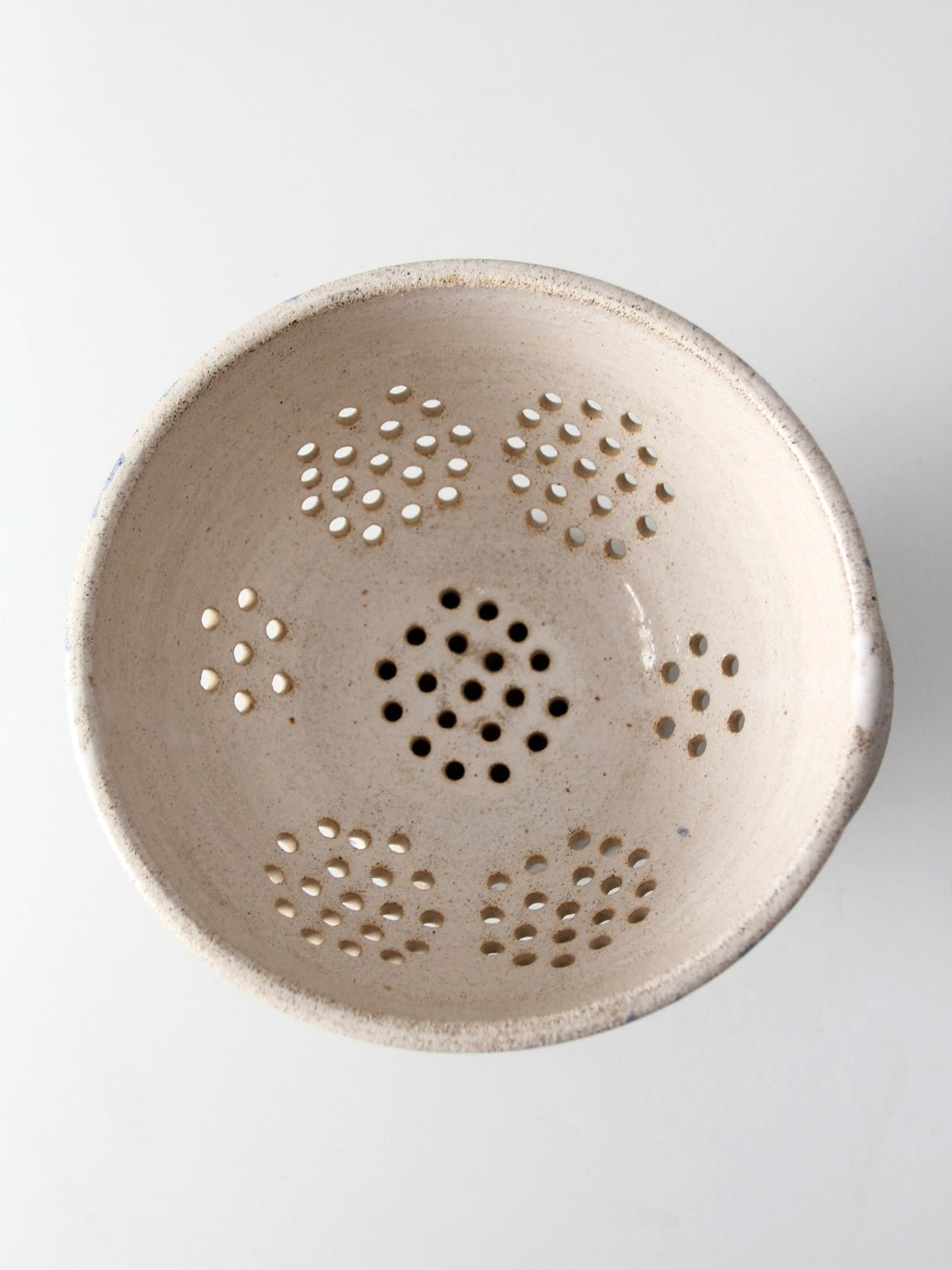 vintage handmade studio pottery colander | 1986