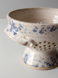 vintage handmade studio pottery colander | 1986