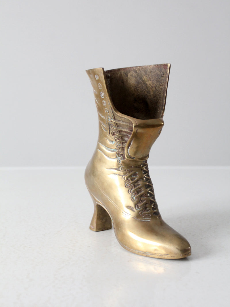 mid-century brass boot vase