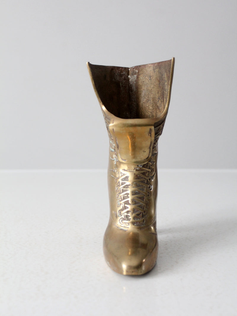 mid-century brass boot vase